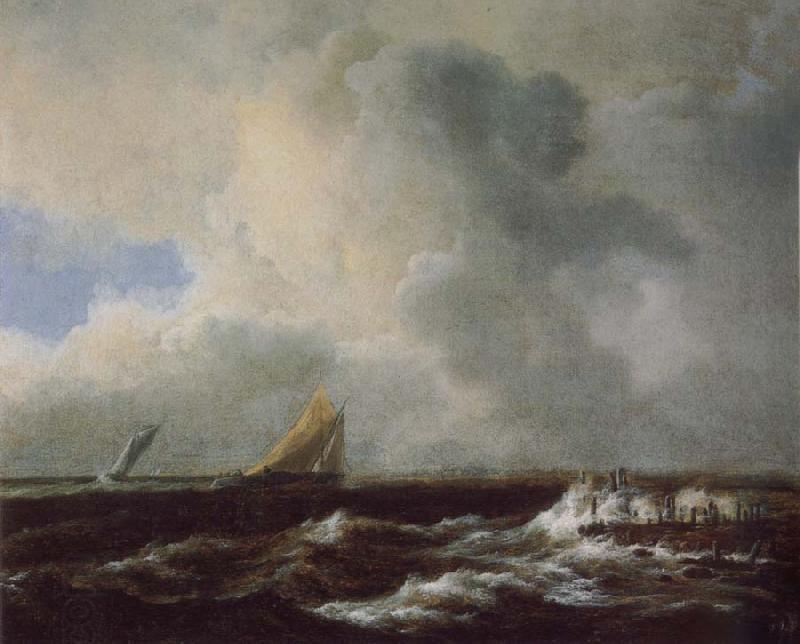 Jacob van Ruisdael Vessels in a Choppy sea oil painting picture